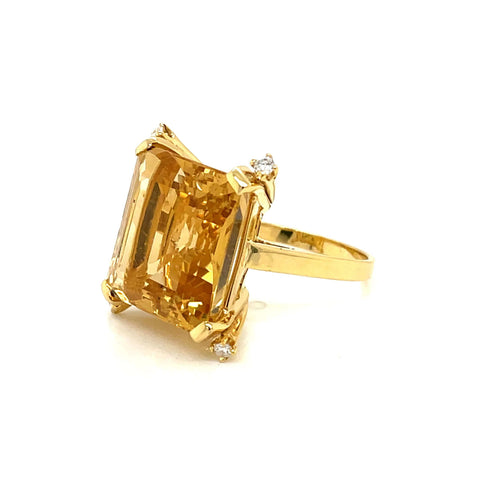Bague 54 Bague Rétro Béryl Heliodor Diamants 58 Facettes