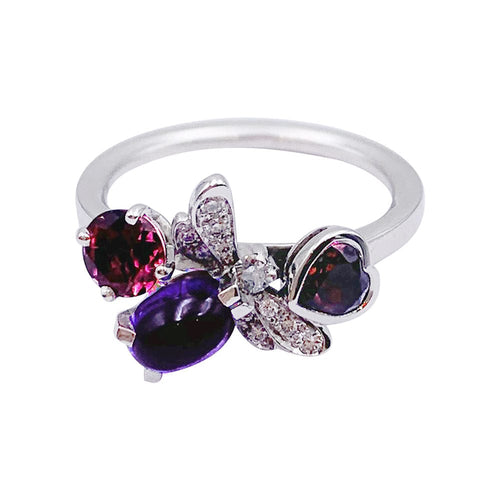 Bague 49 Bague Chaumet, "Attrape-moi...si tu m'aimes", or blanc, améthyste, grenat, diamants. 58 Facettes 32192