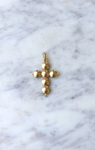 Pendentif Croix ancienne Or et Grenat de Perpignan 58 Facettes