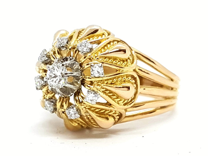 Bague 59 Bague Art déco Or jaune Diamant 58 Facettes 00528CN