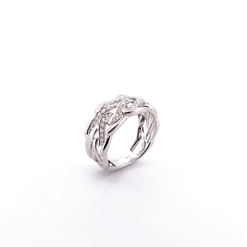 Bague Bague ajourée en or blanc, diamants 58 Facettes