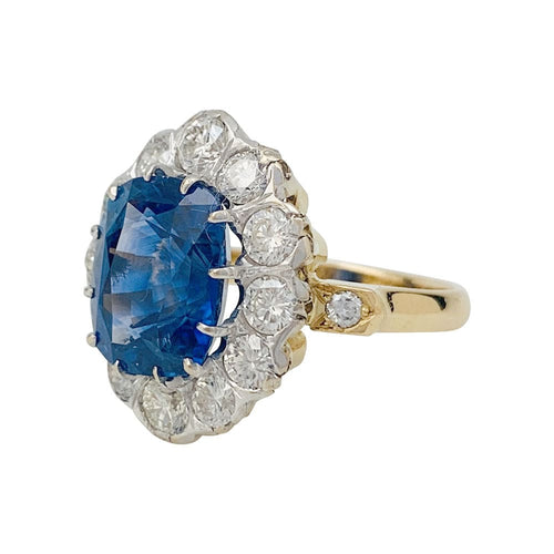 Bague Bague pompadour saphir, entourage diamants. 58 Facettes 31288