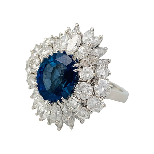 Bague 54 Bague à entourage, saphir et diamants. 58 Facettes 31629