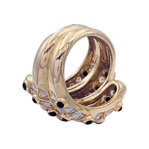 Bague 50 Bague vintage or jaune, diamants, onyx. 58 Facettes 32916