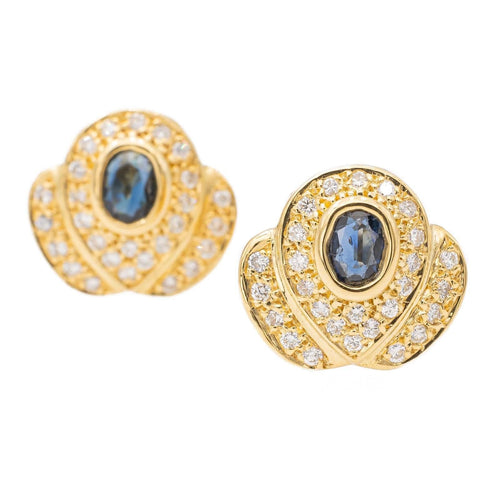 Boucles d'oreilles Boucles d'oreilles Puces Or jaune Saphir 58 Facettes 2378032CN