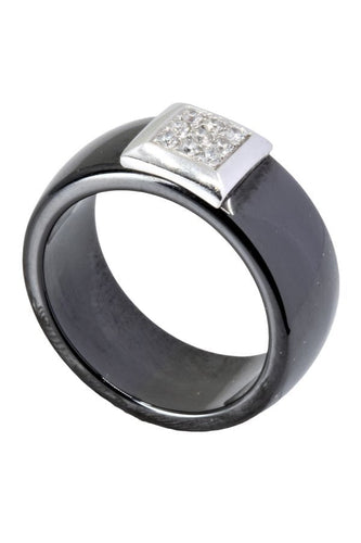 Bague BAGUE MODERNE CÉRAMIQUE ET DIAMANTS 58 Facettes 051981