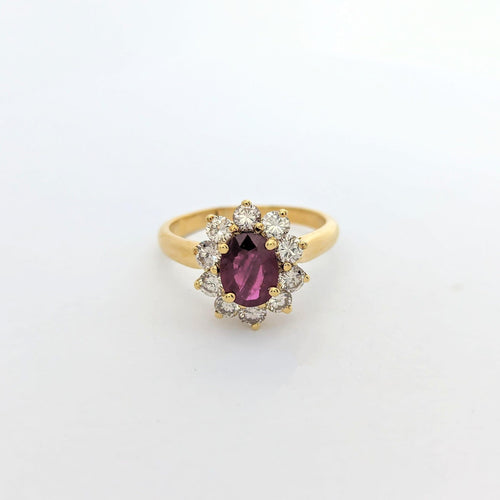 Bague Bague Marguerite or jaune diamants et rubis 58 Facettes 27558