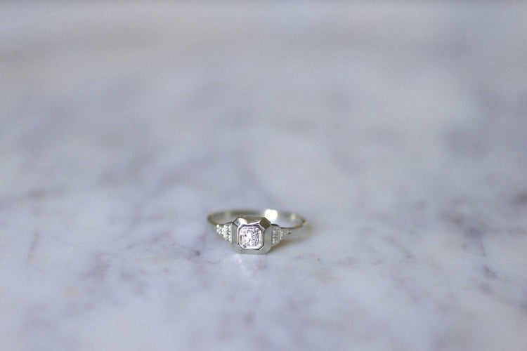 Bague Solitaire diamant Art Déco géométrique 58 Facettes