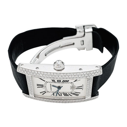 Montre Montre Cartier, "Tank américaine", en or blanc et diamants. 58 Facettes 30410