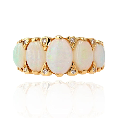 Bague 52 Bague jarretière opales et diamants 58 Facettes 21-135A