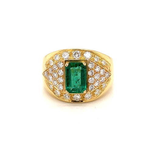 Bague 56 Bague cocktail Emeraude Diamants 58 Facettes