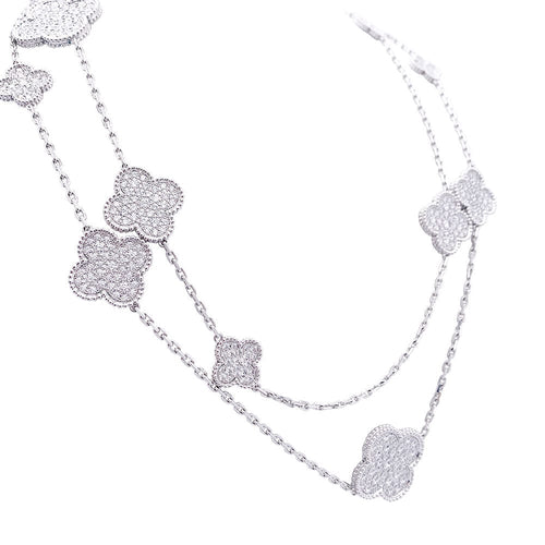Collier Sautoir Van Cleef & Arpels "Magic Alhambra" en or blanc, diamants. 58 Facettes 33559