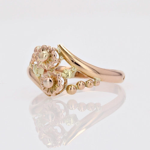 Bague 54 Bague ancienne Toi et moi 2 ors motifs floraux 58 Facettes CV84