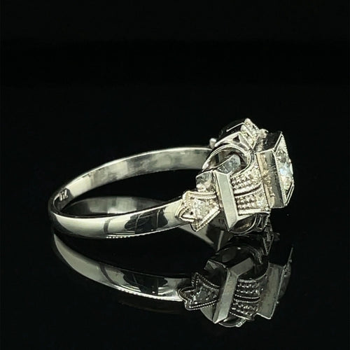 Bague 57 Bague Art déco Or Diamant 58 Facettes