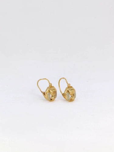 Boucles d'oreilles Dormeuses Art-Déco Or jaune et blanc 58 Facettes J269