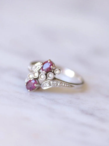 Bague de fiançailles Vintage or, rubis, et diamants 58 Facettes