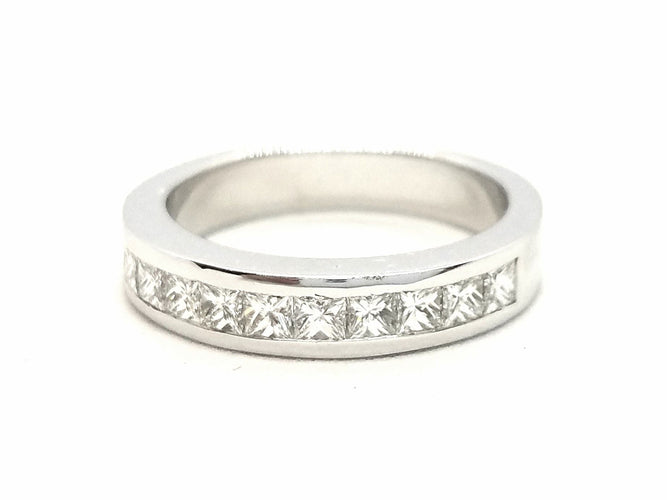 Bague 54 Bague Demie alliance Or blanc Diamant 58 Facettes 578776RV