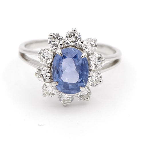 Bague 55 Bague Marguerite Or blanc Saphir 58 Facettes 1692972CN