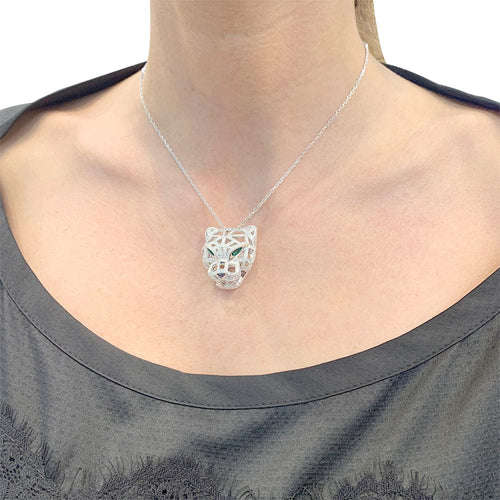 Collier Collier Cartier, Panthère de Cartier, or blanc, diamants. 58 Facettes 32528