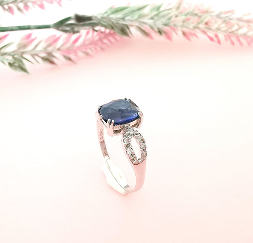 Bague Bague Saphir 1,70 ct taille coussin Diamants 58 Facettes AA 1588