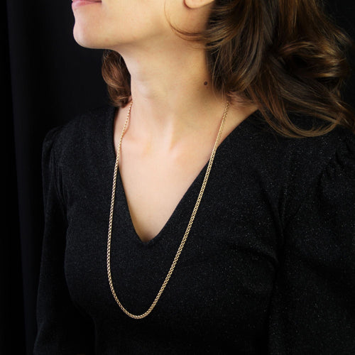 Collier Chaine or rose maille jaseron double 58 Facettes 19-512