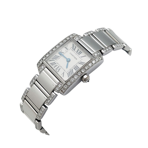 Montre Montre Cartier, "Tank Française", or blanc et diamants. 58 Facettes 30151