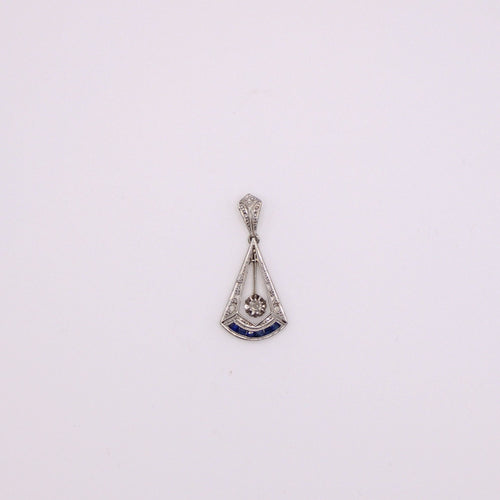 Pendentif Pendentif Art Déco motif pendule diamants et saphirs 58 Facettes