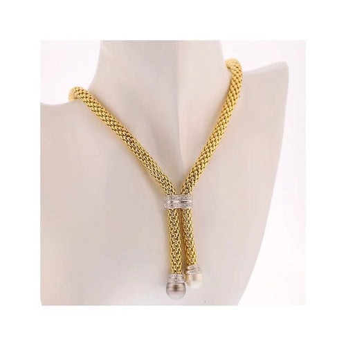 Collier Collier diamants 1.44 carat et perles 2 ors 58 Facettes 234118