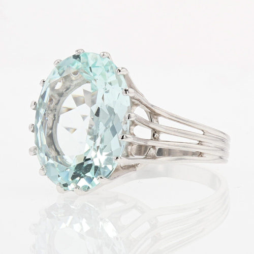 Bague 53 Bague aigue-marine diamants années 60 58 Facettes 20-152-48