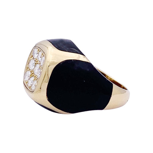 Bague 52 Bague Boucheron, "Chevalière", or jaune, bois et diamants. 58 Facettes 33173