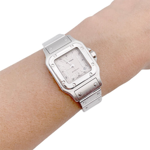 Montre Montre Cartier, "Santos Galbée", acier. 58 Facettes 32677