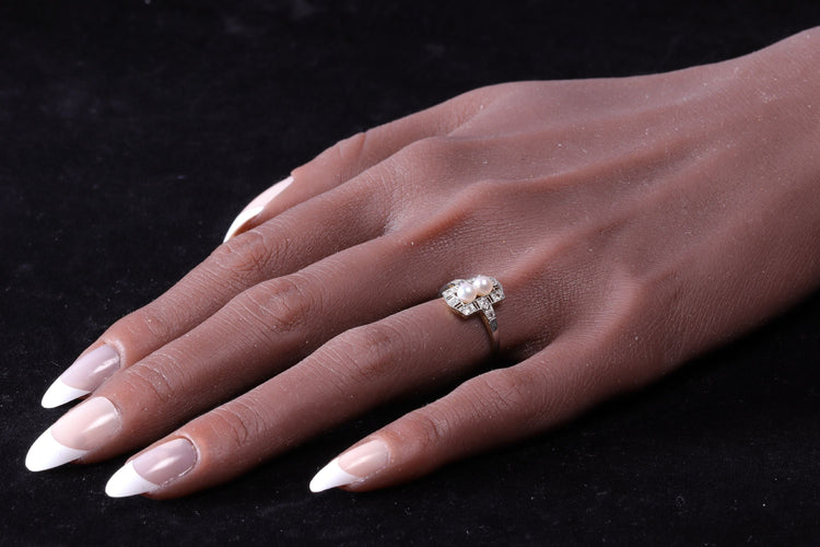 Bague 52 Bague de fiançailles diamant perle Art Déco 58 Facettes 23271-0580