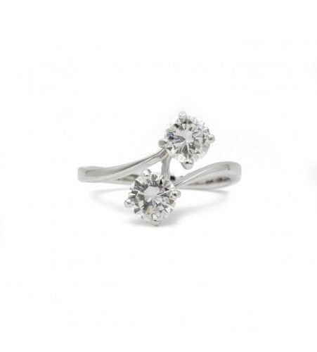 Bague 51 / Blanc/Gris / Or 750 Bague Toi & Moi Diamants 58 Facettes 210192R