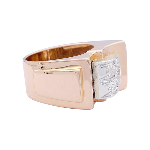 Bague 51 Bague Tank en or rose, platine, diamants. 58 Facettes 33288