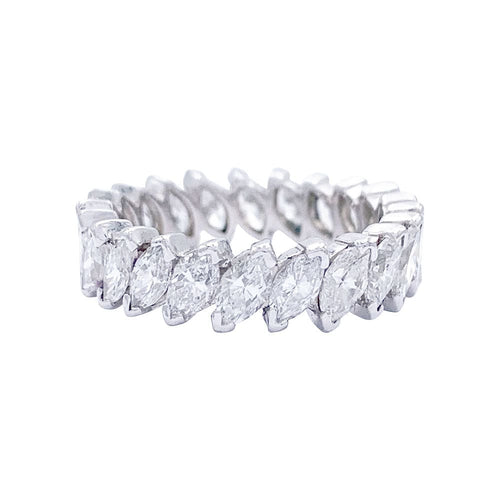 Bague 52 Alliance platine et diamants navettes. 58 Facettes 32469