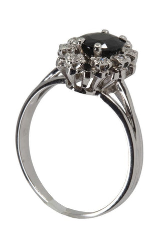 Bague BAGUE SAPHIR ENTOURAGE DIAMANT ANNÉES 50' 58 Facettes 038741