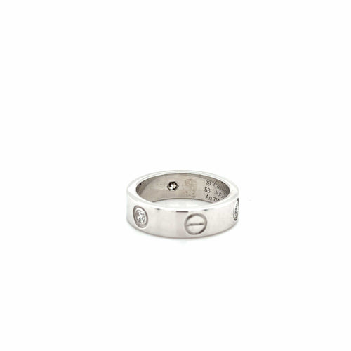 Bague 53 CARTIER - BAGUE LOVE 3 DIAMANTS - OR GRIS 58 Facettes RÉF CARTIER