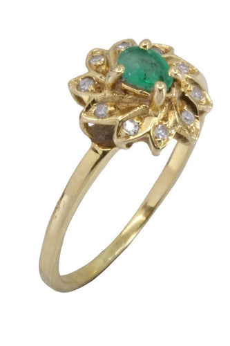 Bague 50 BAGUE MARGUERITE ÉMERAUDE ET DIAMANTS 58 Facettes 058711