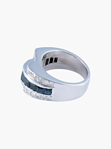 Bague 49 Bague à Pont Saphirs Diamants 58 Facettes