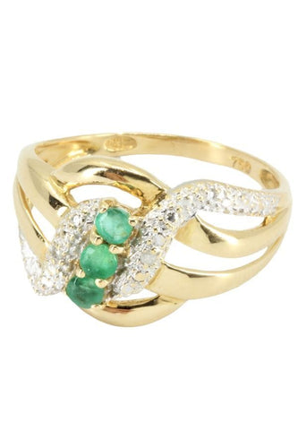 Bague 54 BAGUE MODERNE ÉMERAUDES ET DIAMANTS 58 Facettes 044511