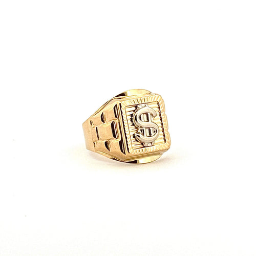 Bague 61 Chevalière Dollars en or jaune 18 carats 58 Facettes