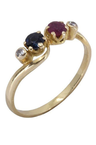 Bague 53 BAGUE MODERNE RUBIS, SAPHIR ET DIAMANTS 58 Facettes 065711