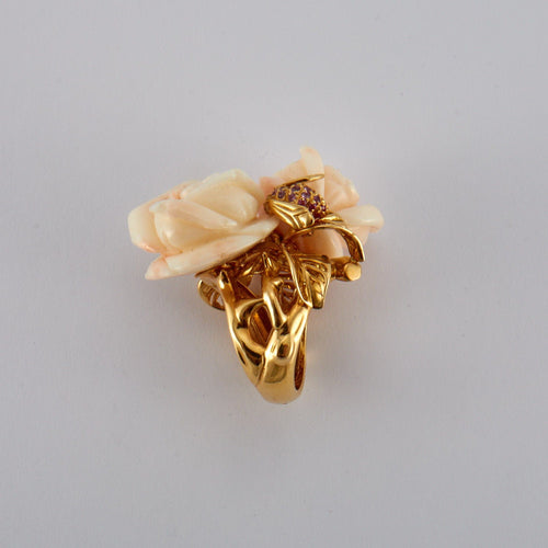 Bague 55 DIOR - Bague Pré Catelan Corail Saphirs Roses 58 Facettes FL245