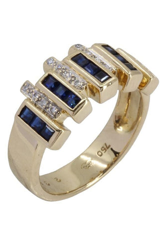 Bague 54 BAGUE MODERNE SAPHIRS ET DIAMANTS 58 Facettes 056741
