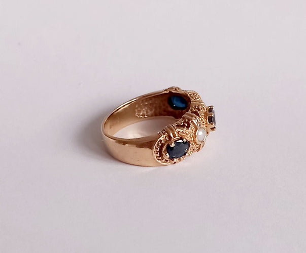 Bague 57 Bague saphirs et perles 58 Facettes