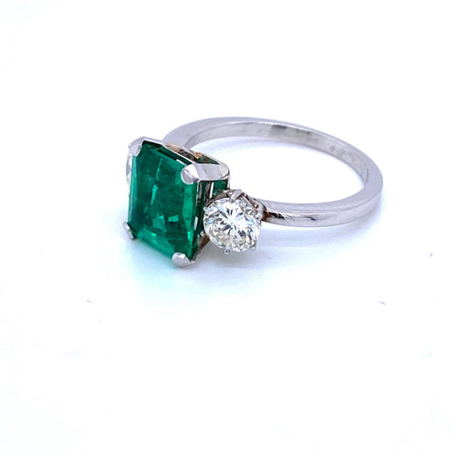 Bague Bague Platine Diamant Emeraude Colombienne 58 Facettes