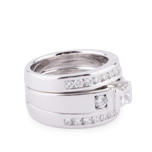 Bague Bague or gris et diamant princesse 58 Facettes 1