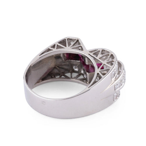 Bague Bague Tank Platine Diamant Rubis 58 Facettes 1