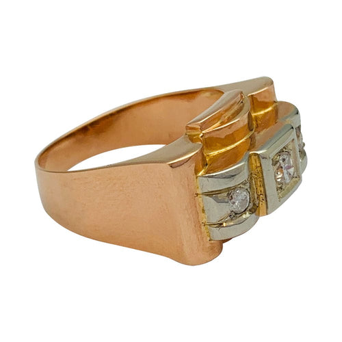 Bague 54 Bague tank or rose, blanc et diamants. 58 Facettes 31897
