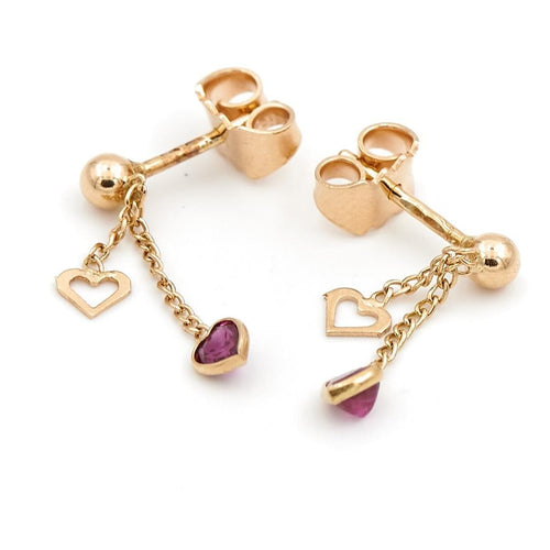 Boucles d'oreilles Boucles d'oreilles Coeur Or jaune Rubis 58 Facettes 1670719CN